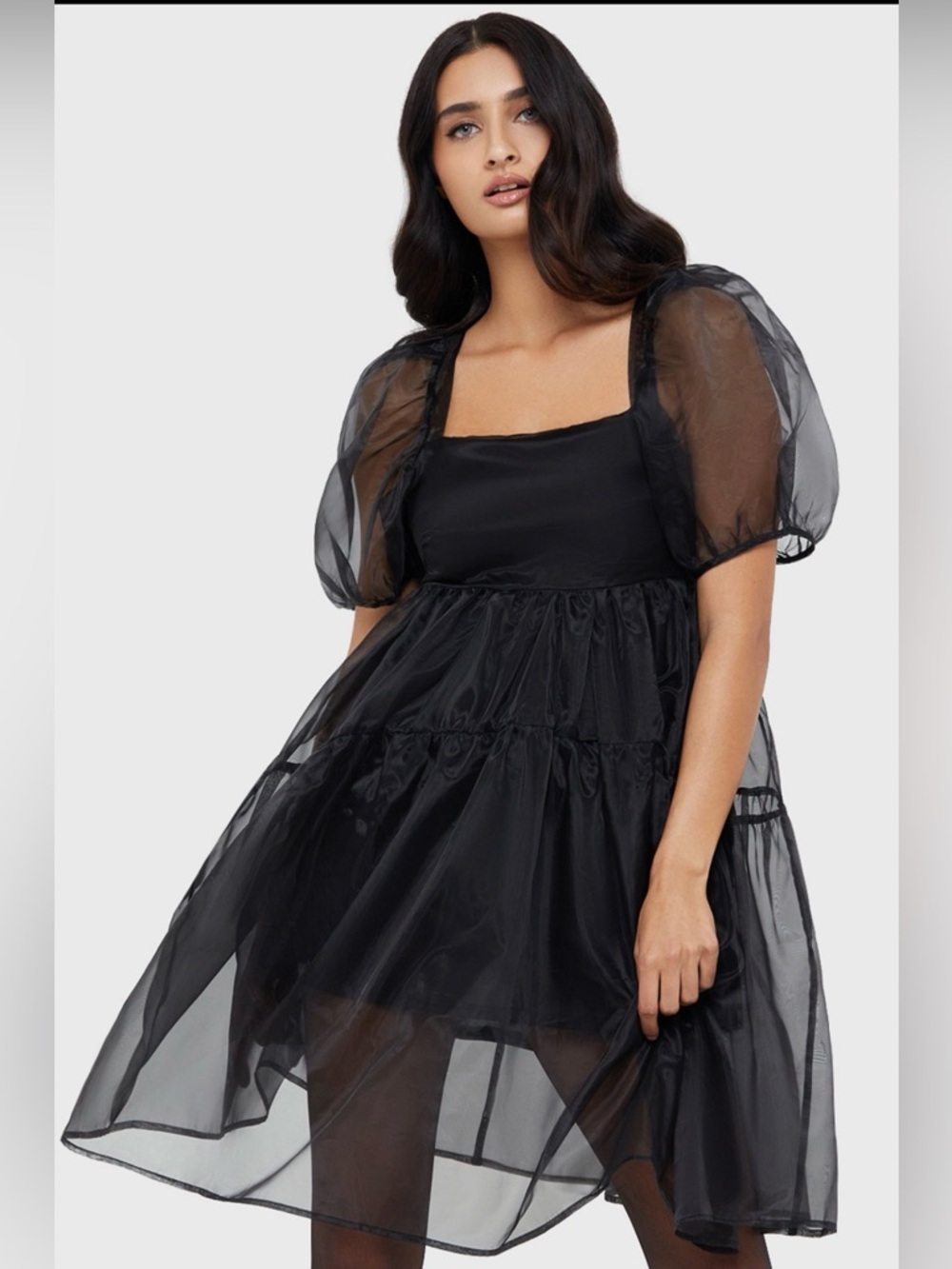 Killstar Dancing Shadows Organza Puff Sleeve Mini Dress Goth M